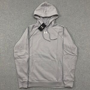 Under Armour UA Rival Fleece Gray Pullover Hoodie Sweatshirt Men's M 1379757 NWT
